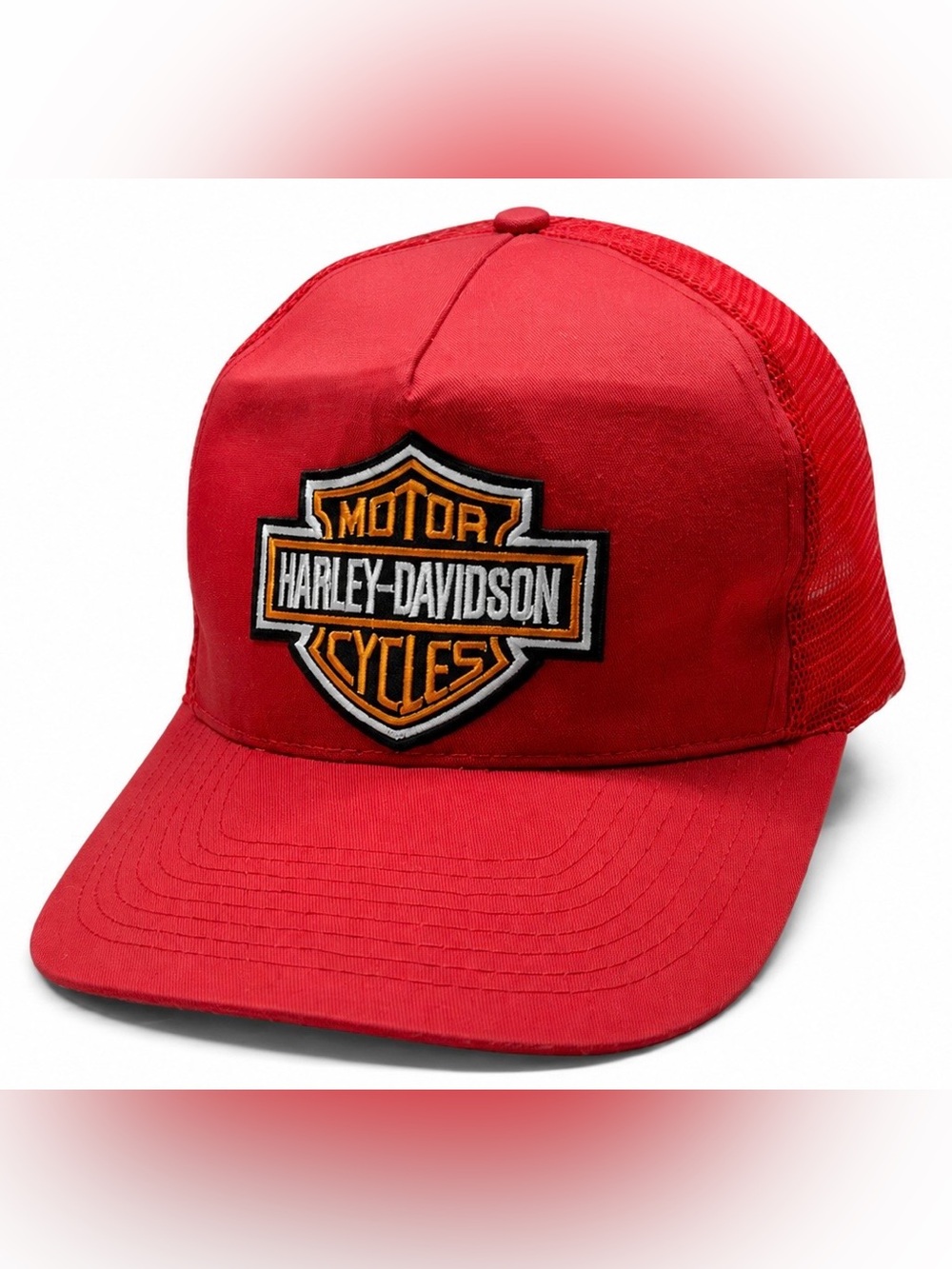 Harley-Davidson Red Trucker Mesh Back Cap with Shield Patch